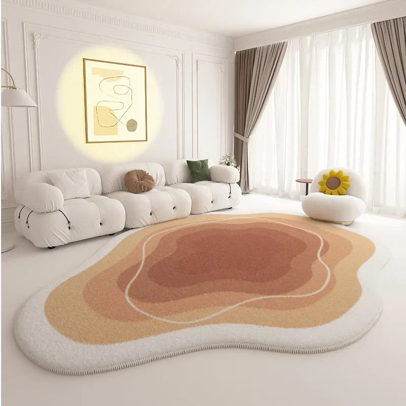 Alfombra de felpa estilo moderno crema