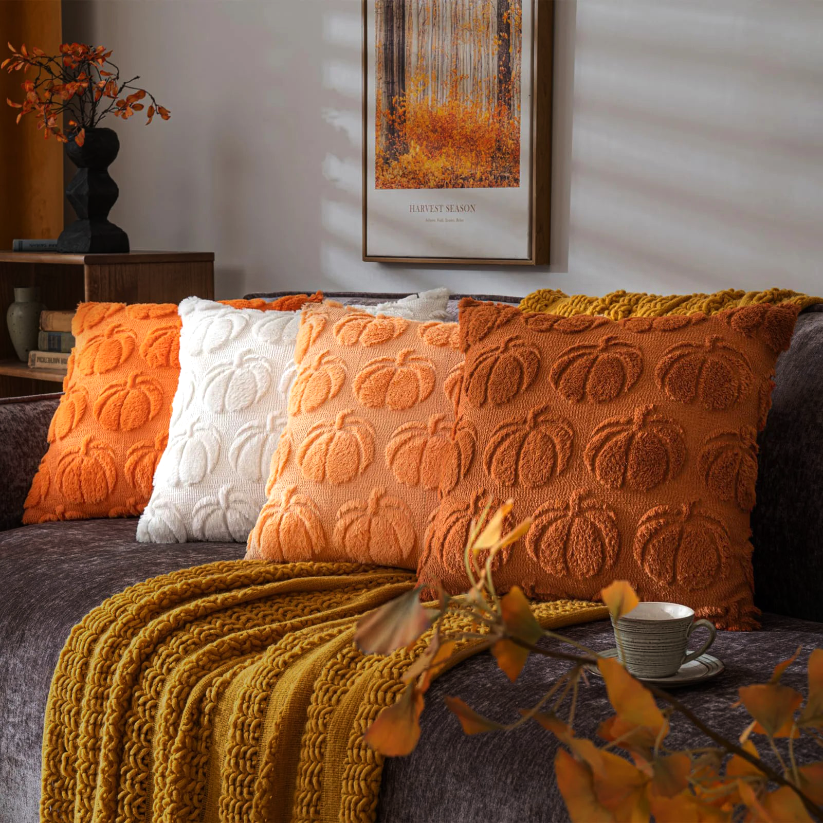 Housse de coussin citrouille d'automne