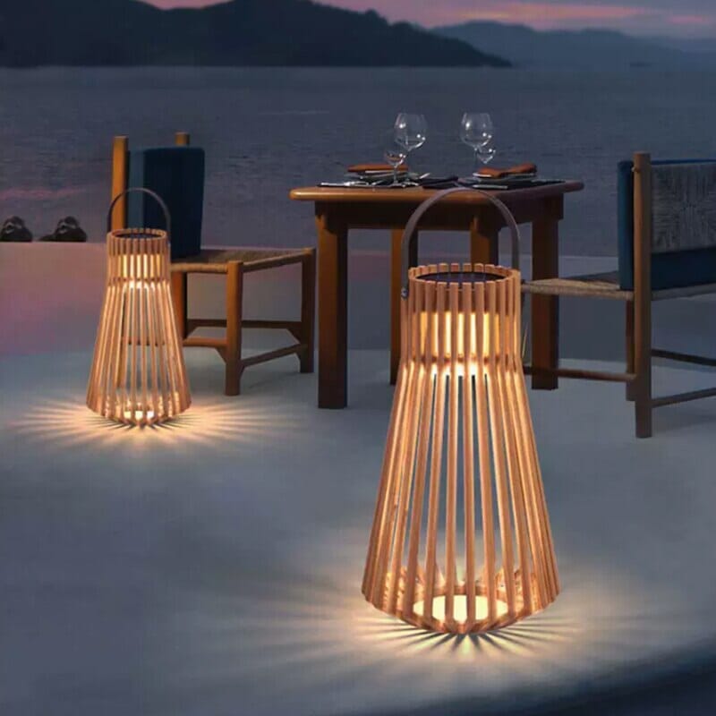 Marina Waterproof Teak Woven Lantern