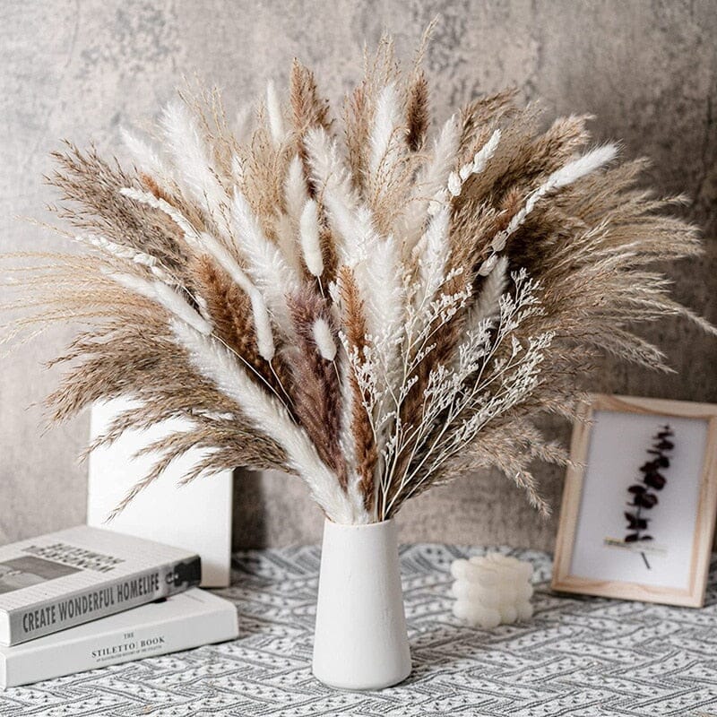 80PCS Buchet de Iarbă Pampas Uscată Naturală