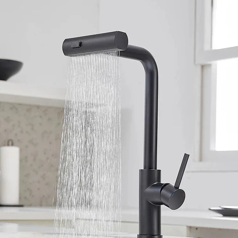 Modello di lusso con rubinetto da cucina rimovibile in acciaio inossidabile a cascata multifunzionale