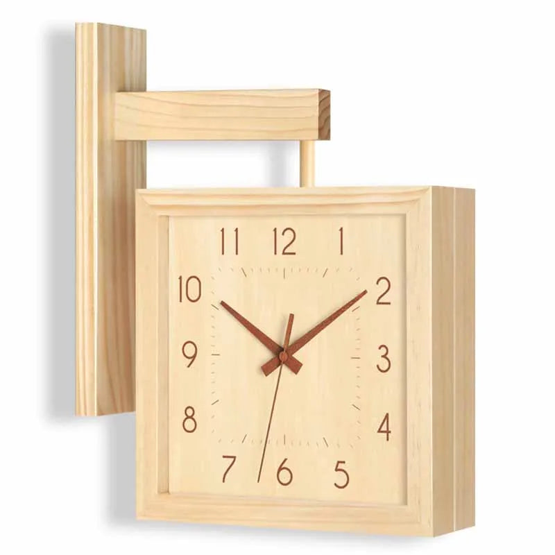 Reloj de pared de madera de doble cara