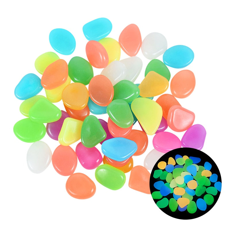 25/50 kpl Glow in the Dark Garden Pebbles