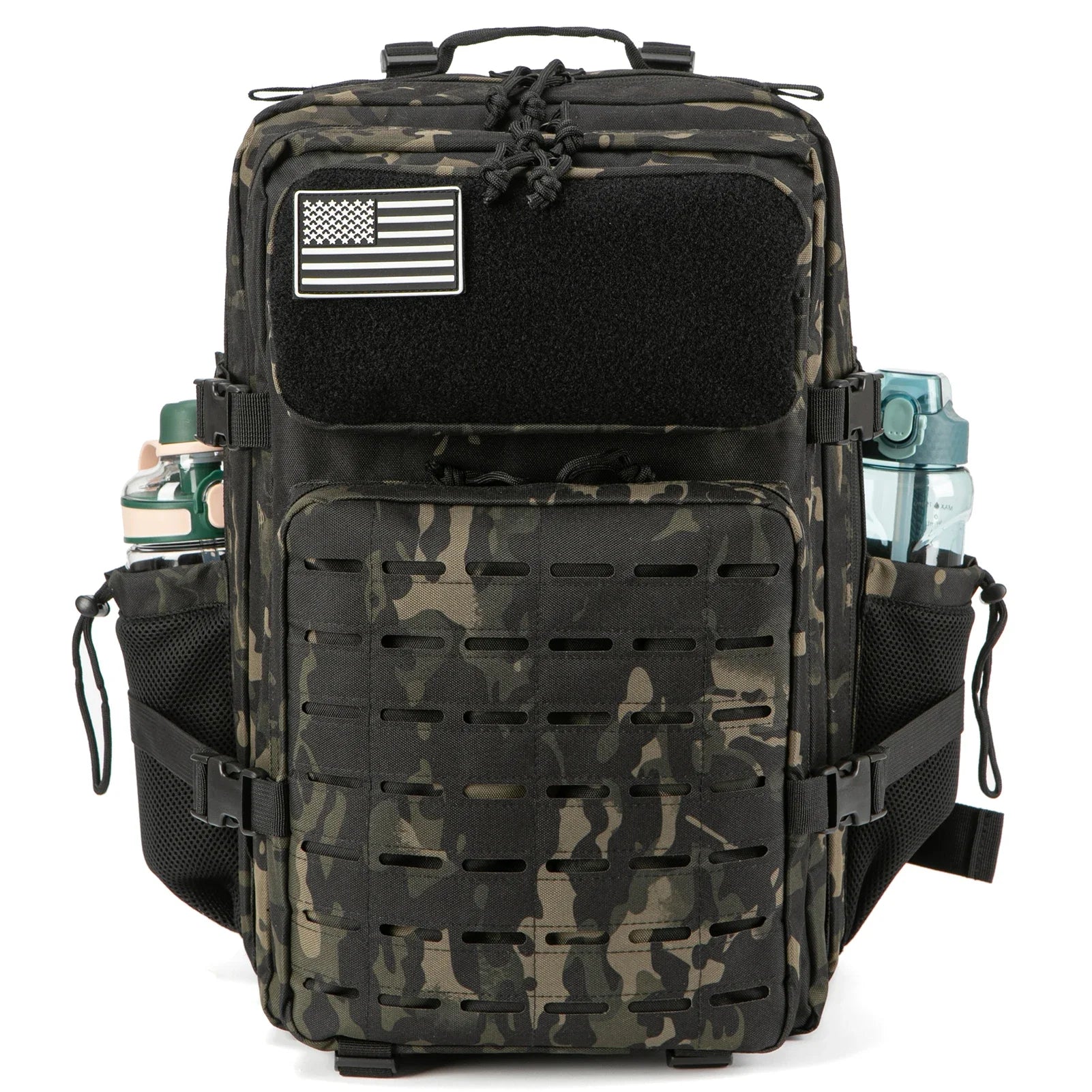 Sac à dos tactique 45 L pour homme/femme – Sac à dos MOLLE pour la chasse, la pêche, la randonnée, le trekking et la survie – Sac à dos d'extérieur de grande capacité avec porte-gobelets