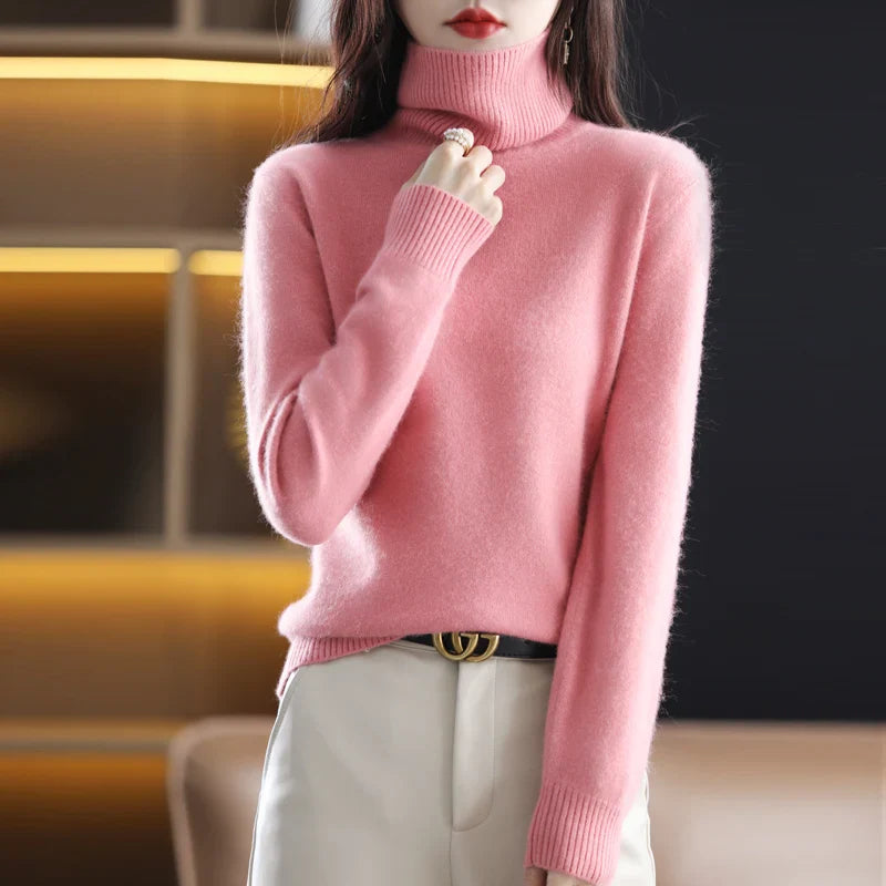 Suéter de Gola Alta Emma 100% Pura em Cashmere: para Outono e Inverno