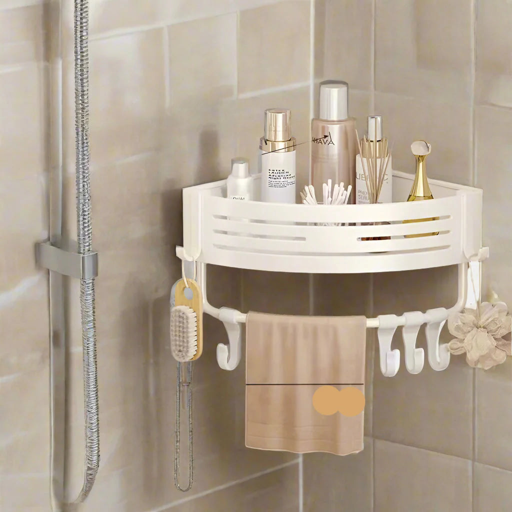 Corner Shower Organizer | No-Drill Aluminum Shelf