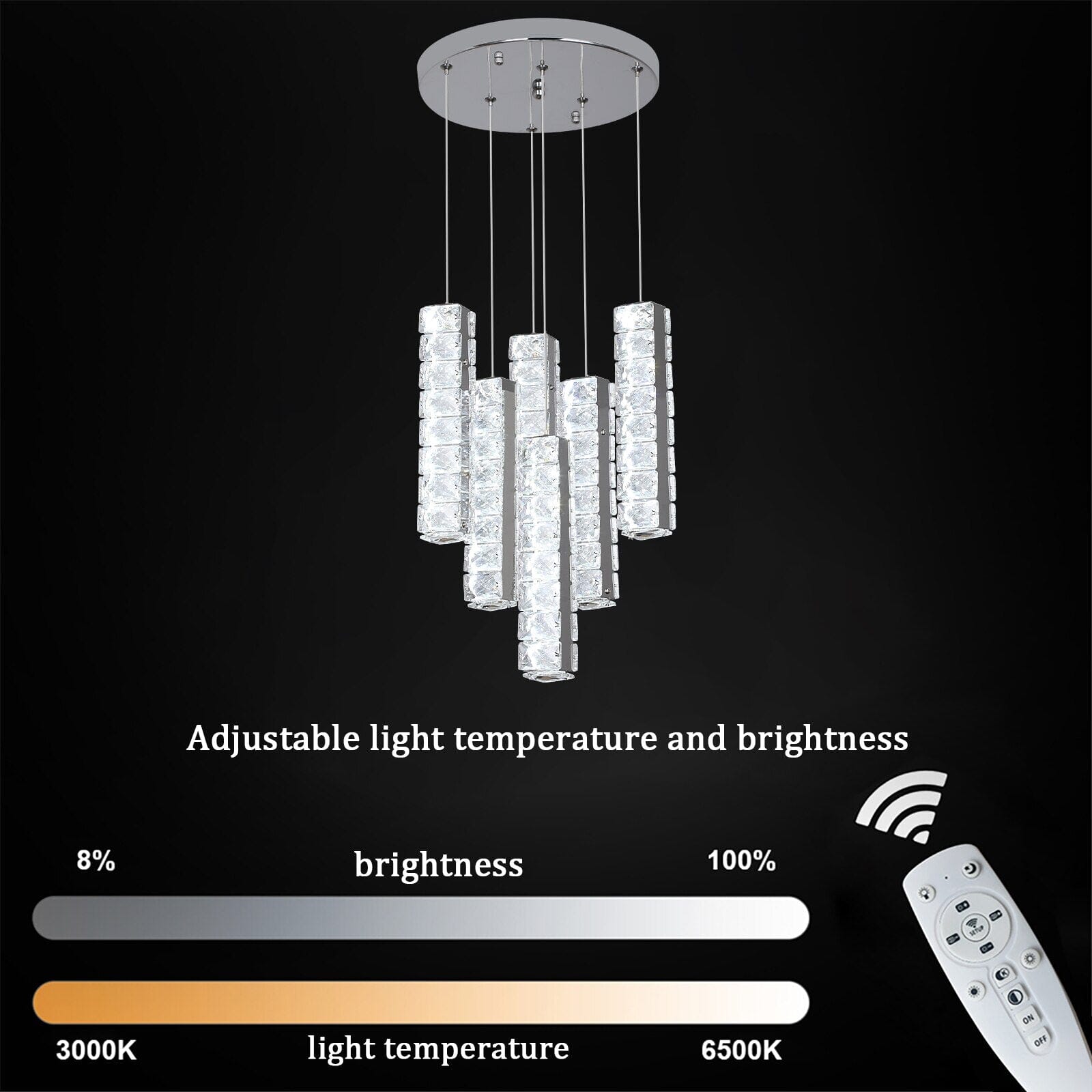 Lampadario LED di Lusso Verticale in Cristallo