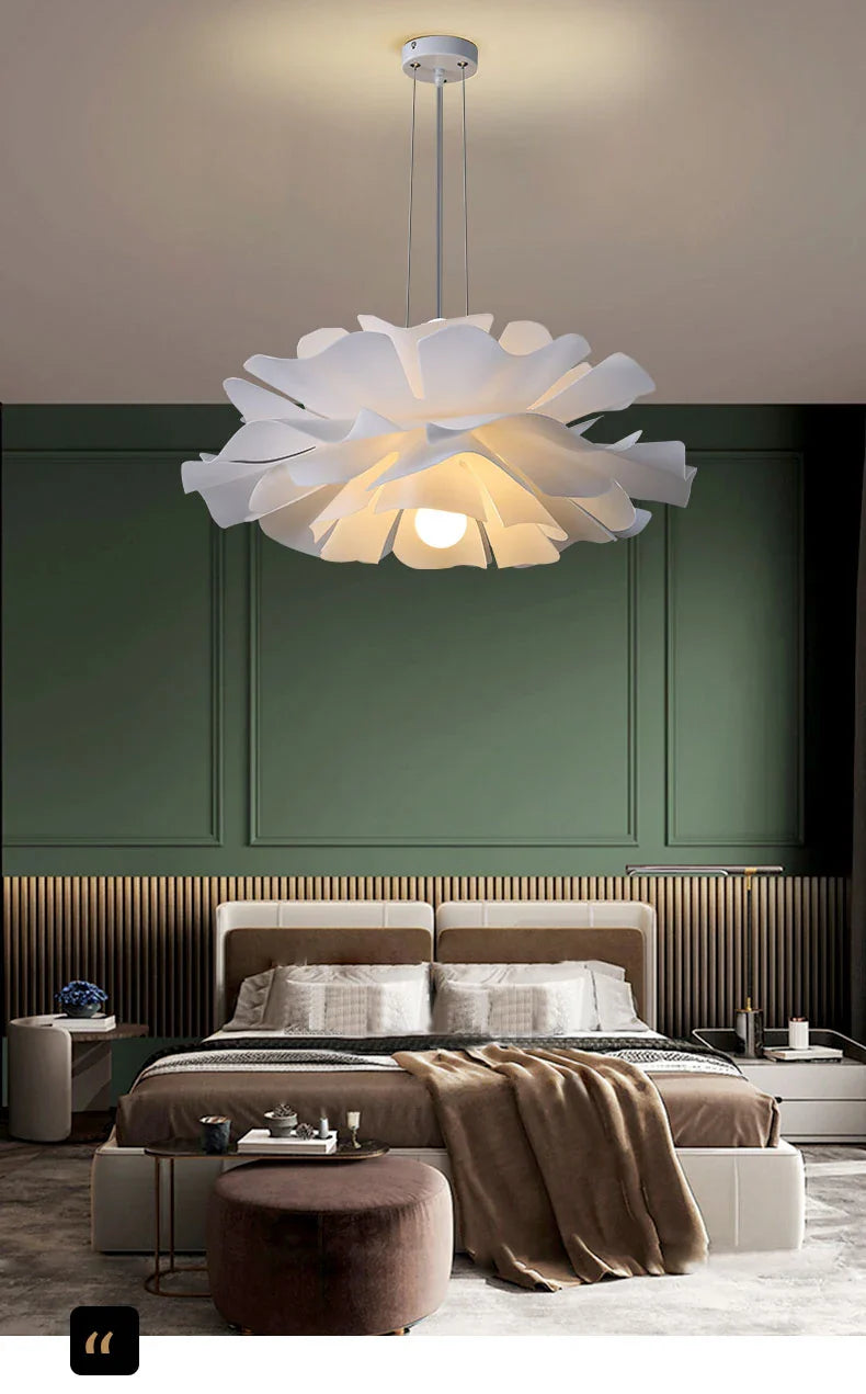 Bella Modern Design Pendelleuchte Blume Weiß Metall Wohnzimmer Schlafzimmer