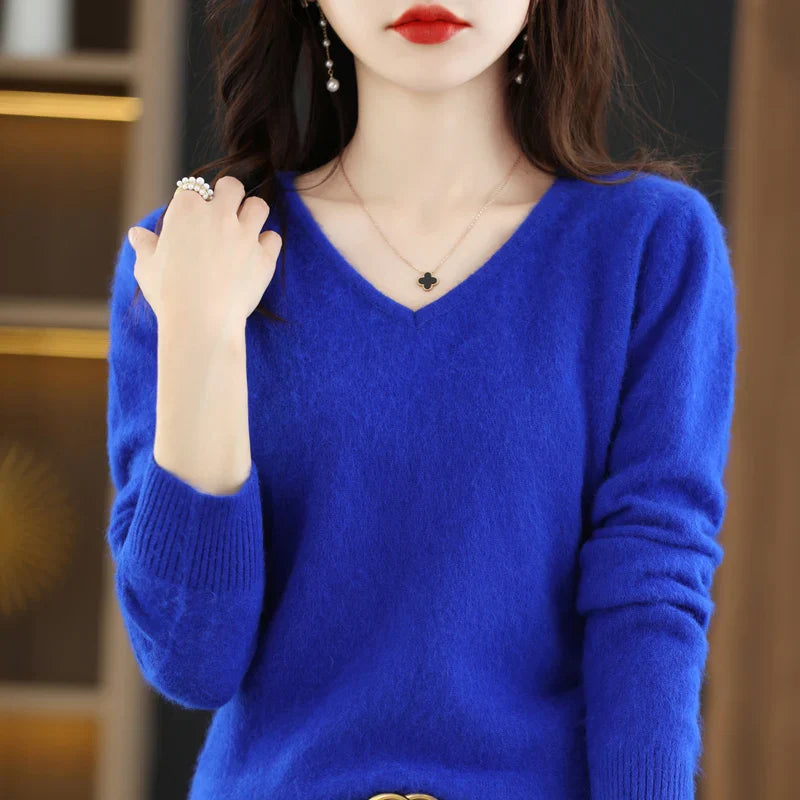 Sarah: Japan-Knit V-Neck Cashmere Sweater