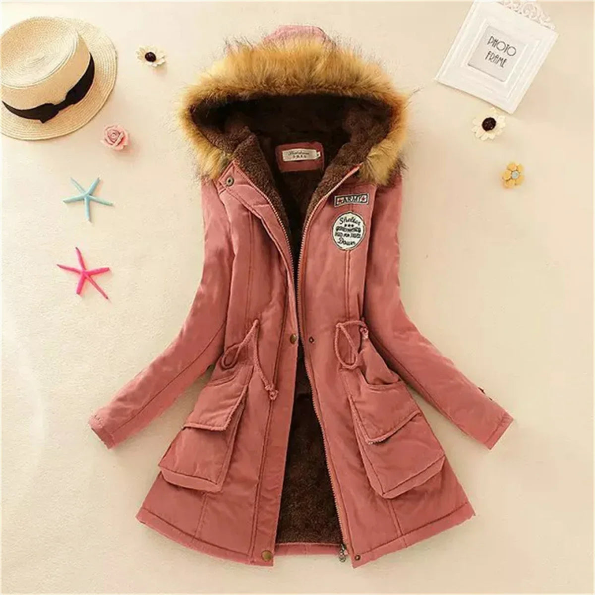 Fleece-Lined Hooded Down Jacket – Winter Coat for Women