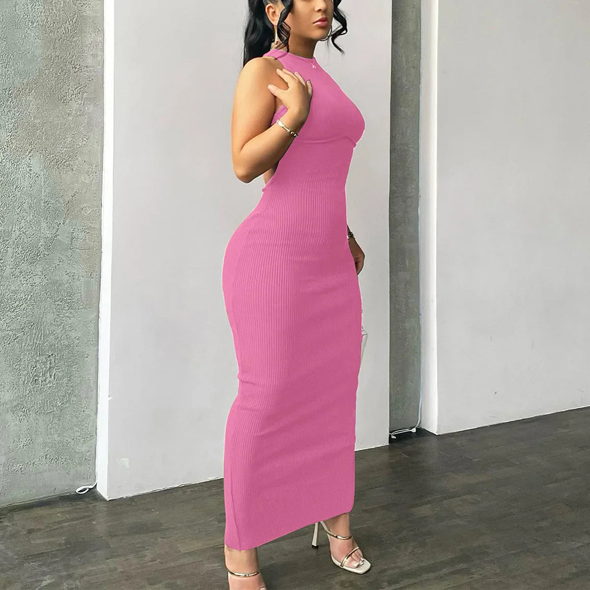 Sara Hollow Out Backless Sexy Slit Mini Dress - 2025 Spring Bodycon for Women