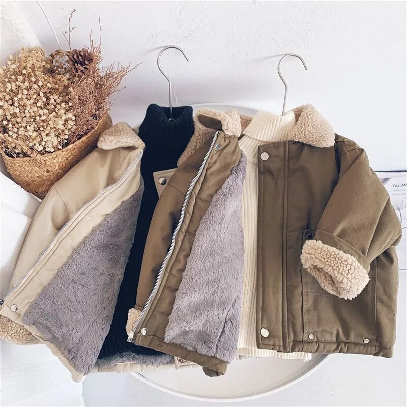 Manteau d'hiver rembourré doublé de fourrure pour enfants