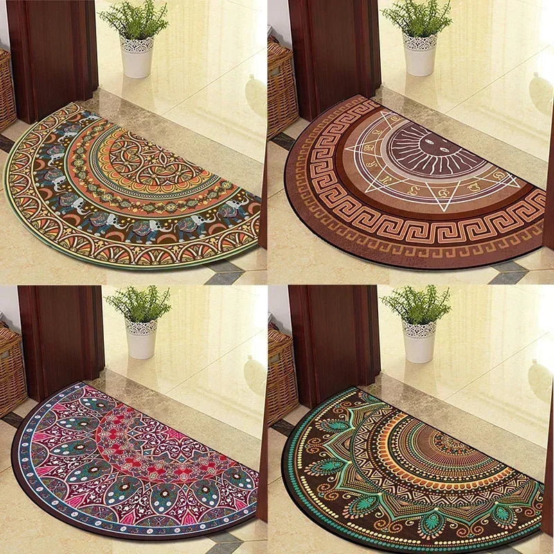 Tapis de porte semi-circulaire rétro Winnie – Tapis d'entrée intérieur élégant et antidérapant