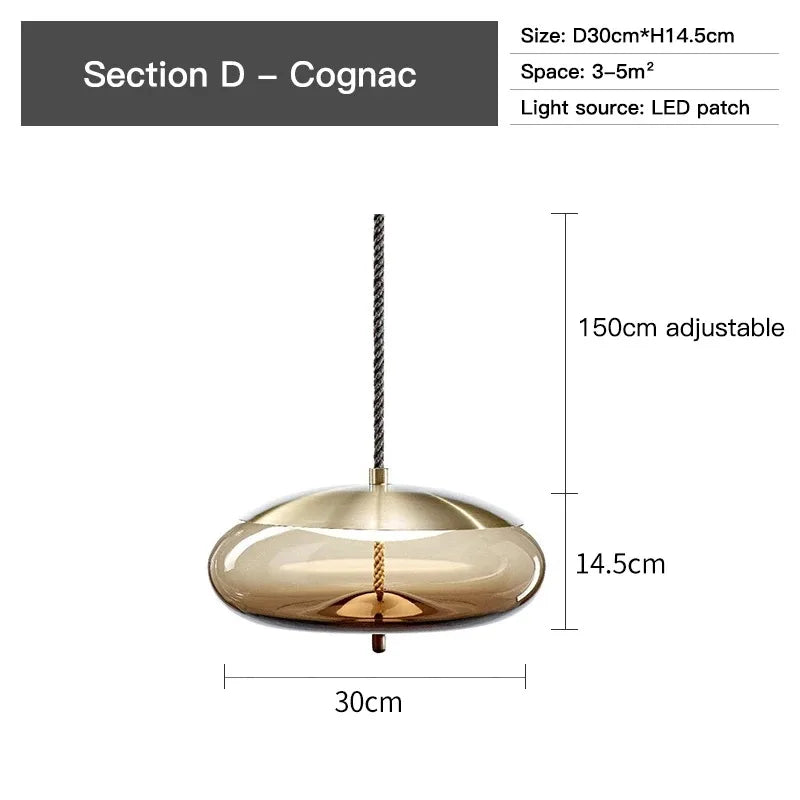 Luz Pendente de Design em Vidro Artístico