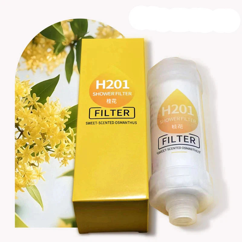 Filtre de Douche Parfumé AromaGlow - Adoucisseur d'Eau pour Cheveux & Peau