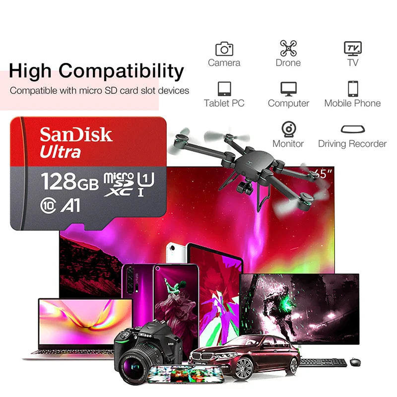 Originalt Sandisk Hukommelseskort 256GB 128GB 64GB 32GB kort Hukommelse MicroSD