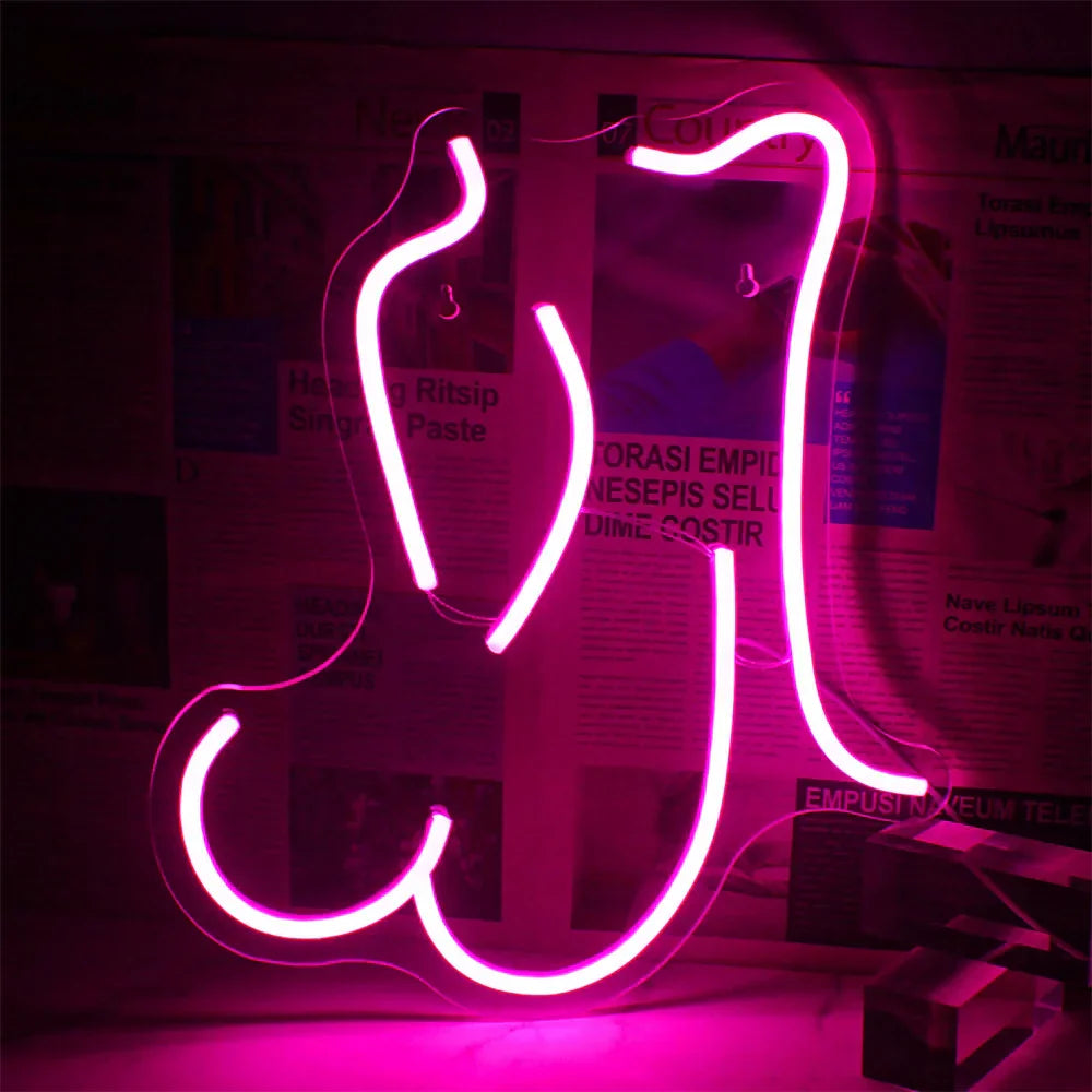 Pink Lady Wine Neon Sign