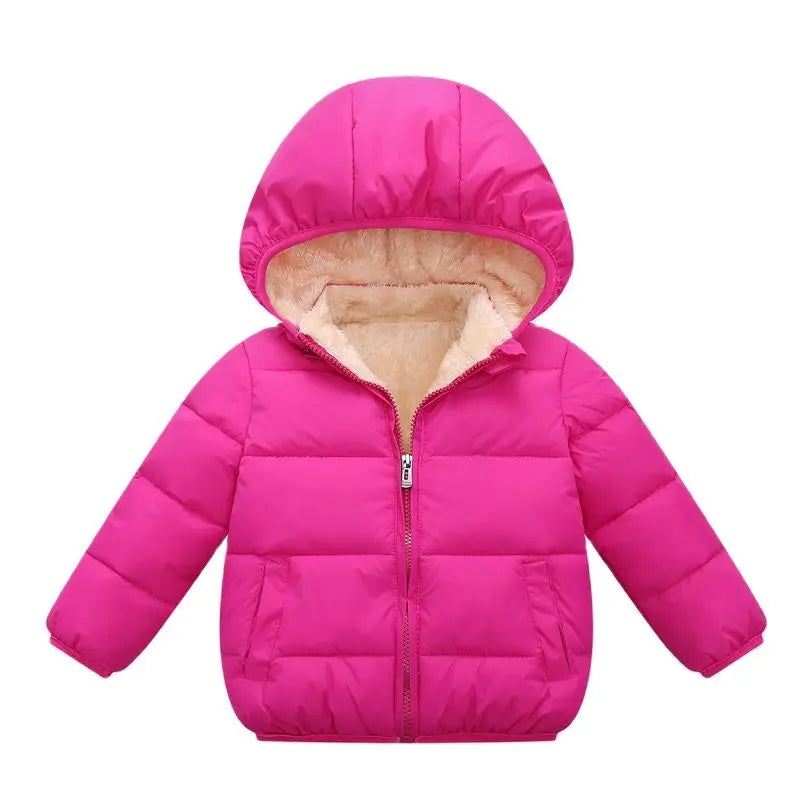 Acogedora chaqueta de invierno con capucha para niños - Abrigo grueso de mezcla de algodón y lana para niños y niñas