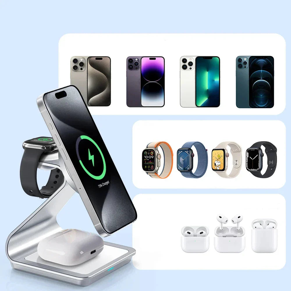 Magnetique - Vezeték nélküli töltő 3 az 1-ben 30W iPhone-hoz, Apple Watch-hoz és AirPods-hoz