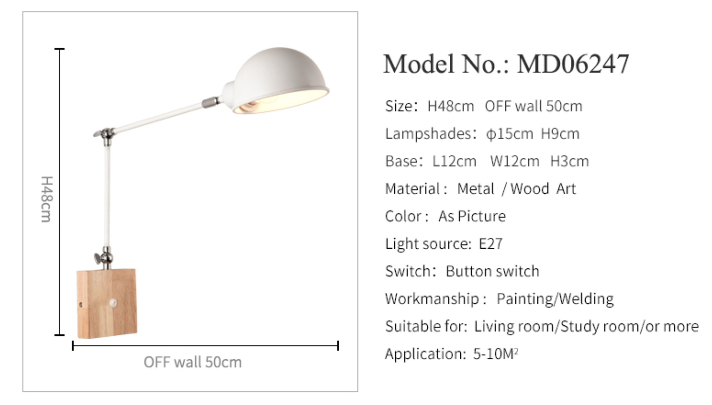 BTM Jeena -  Adjustable wooden Wall Lamps