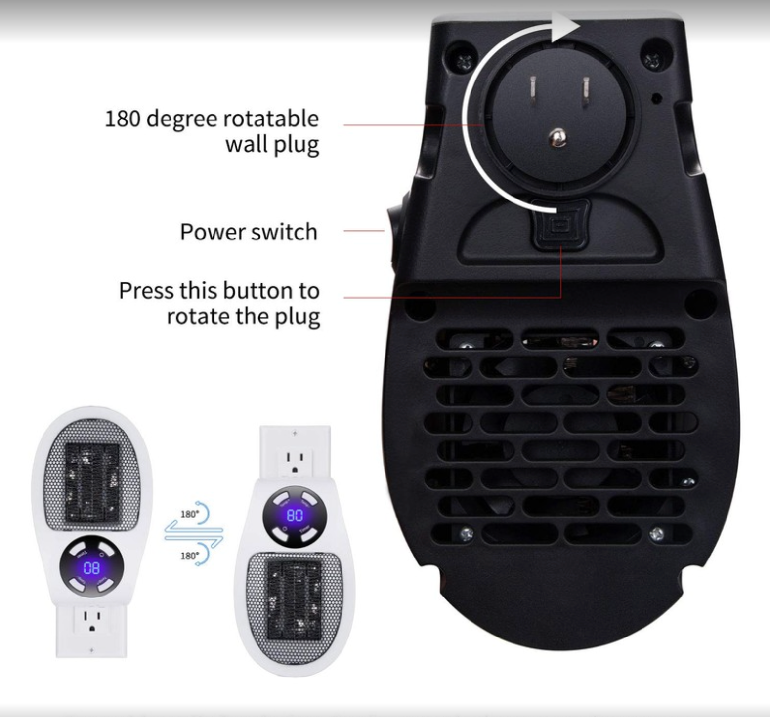 Calentador de ventilador eléctrico portátil con control remoto