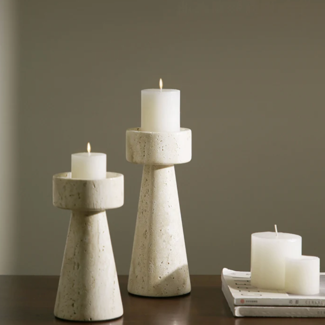 Travertine Stone Candle Holder /decor