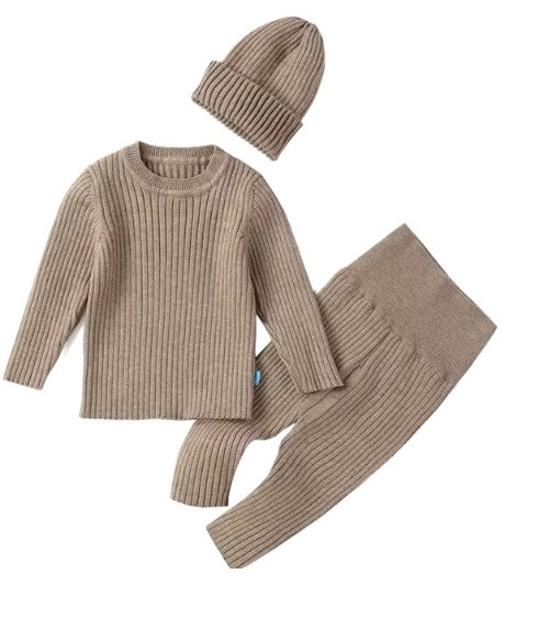 Zeya 3-teiliges Pullover-Set für Babykleidung – weiches Strick-Outfit für Kinder