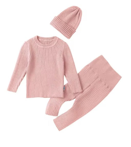 Zeya 3-teiliges Pullover-Set für Babykleidung – weiches Strick-Outfit für Kinder