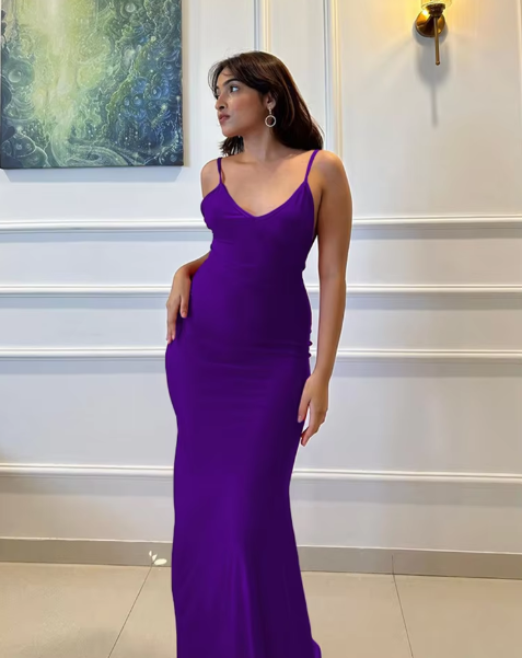 Winnie Elegant Backless V-Neck Mermaid Maxi Dress – Sexy Evening Gown