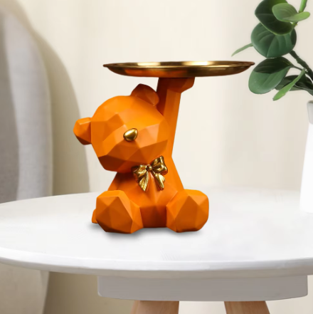 Winnie Geometric Bear Key Holder – Resin Desk Decoration for Home & Office