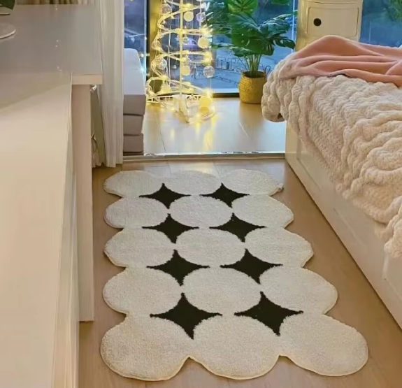 Sara Luxe Alfombra Esponjosa – Suave, Antideslizante, Moderna Alfombra de Área en Negro y Blanco