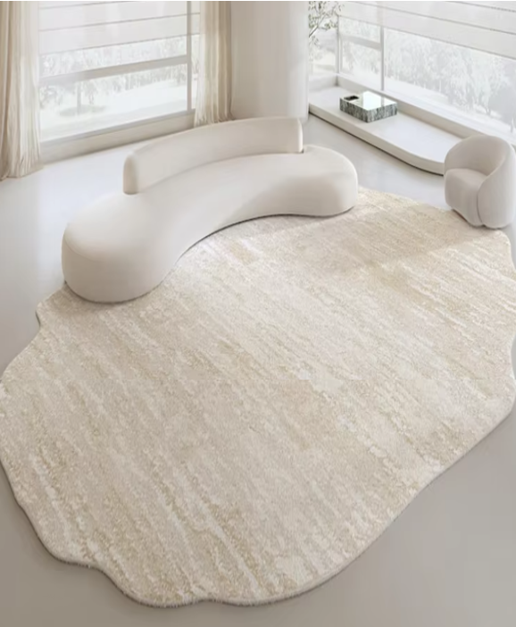 Sara's Light Luxury Plush Rug - Soft Marble Irregular Shape for Bedroom & Living Room