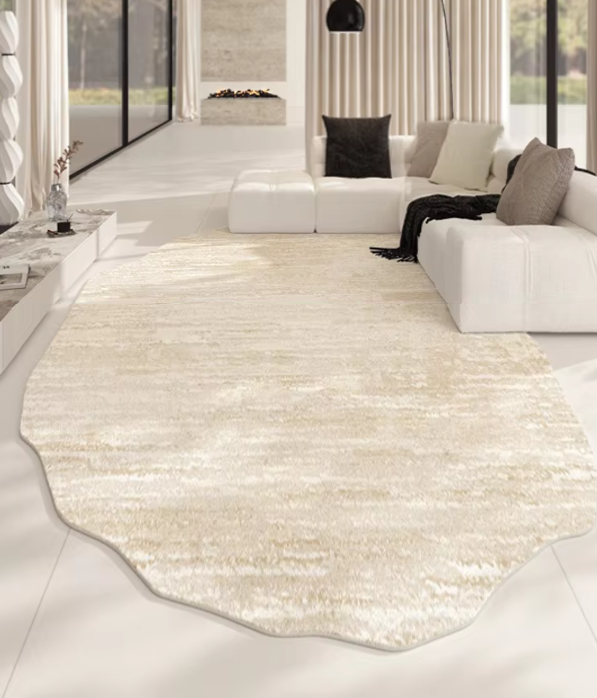 Sara's Light Luxury Plush Rug - Soft Marble Irregular Shape for Bedroom & Living Room