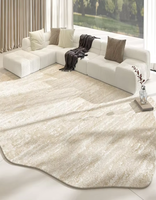 Sara's Light Luxury Plush Rug - Pehmeä marmorimainen epäsäännöllinen muoto makuuhuoneeseen ja olohuoneeseen