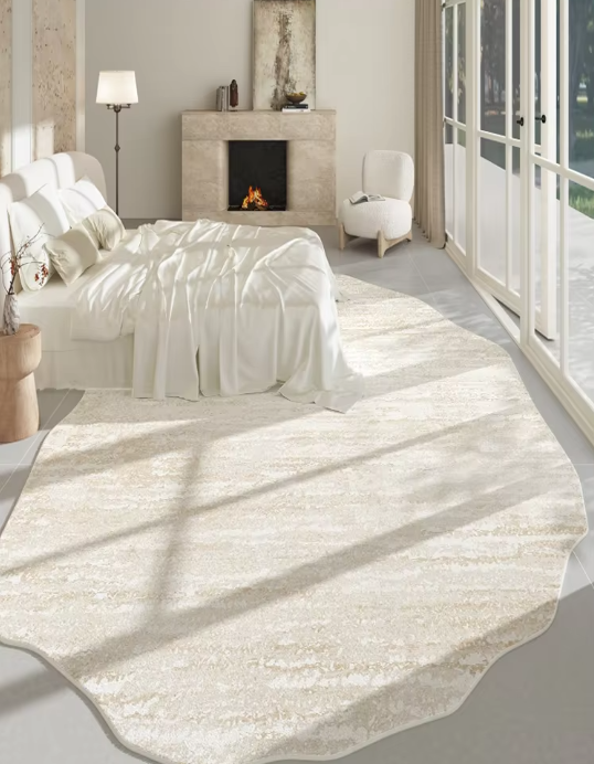 Sara's Light Luxury Plush Rug - Soft Marble Irregular Shape for Bedroom & Living Room