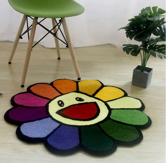 Alfombra de Flores de Winnie Cartoon – Suave y Antideslizante para la Sala de Juegos y la Sala de Estar de los Niños