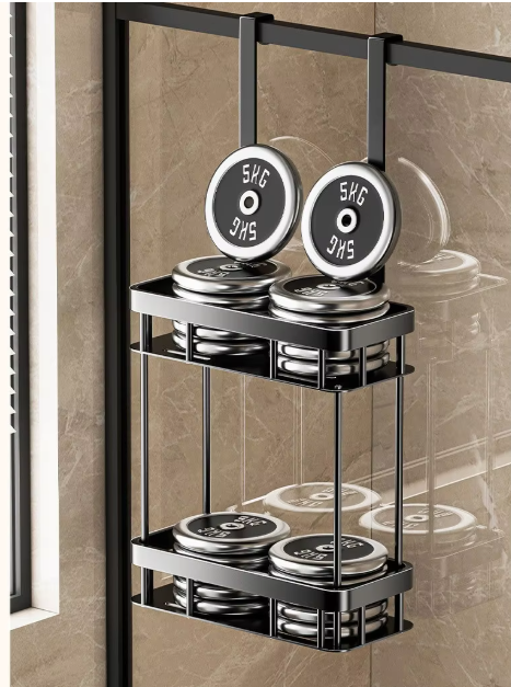 Ava No-Drill Shower Caddy | Elegancka szklana szafka i wieszak na ręczniki