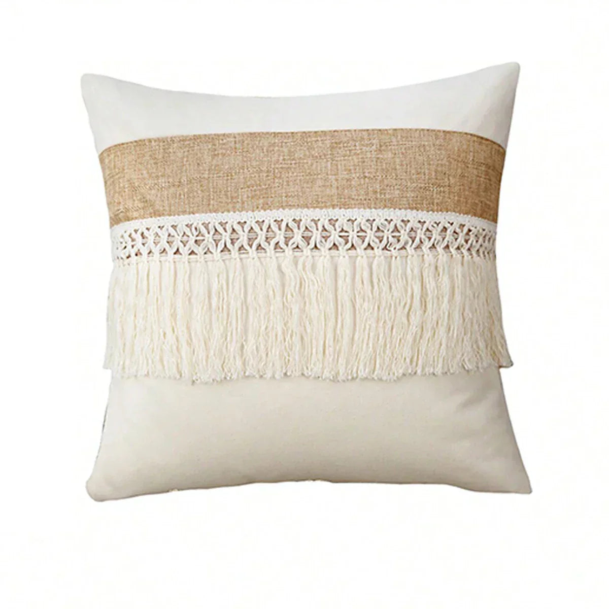 GeoBoho - Beige Cushion Cover with Geometric Pattern | decoration