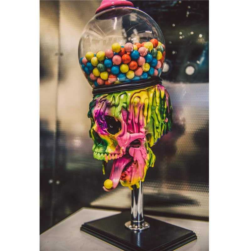 Skull Bubble Gum Machine Halloween bordpynt