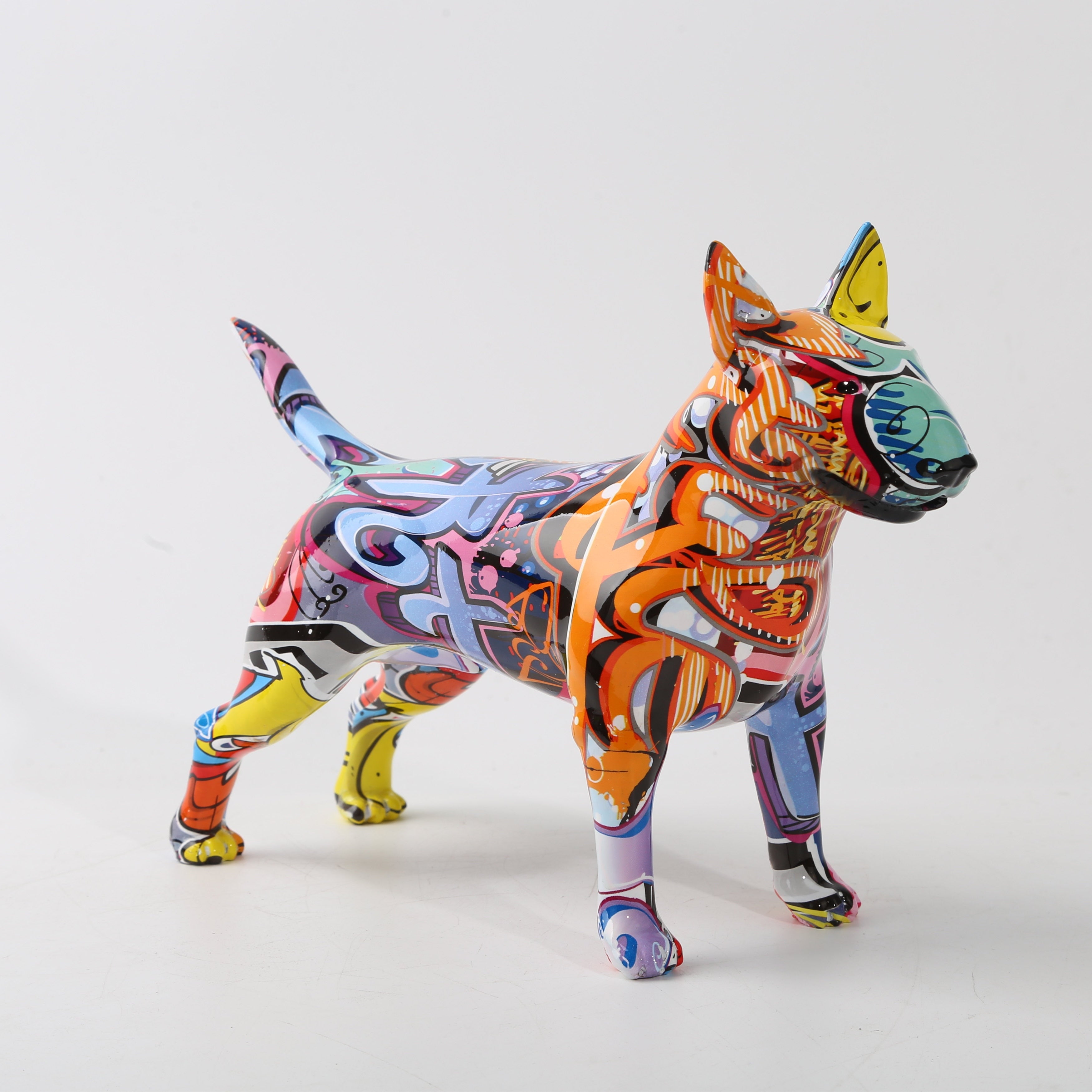 Graffiti bemalte Bullterrier-Hundekunstskulptur