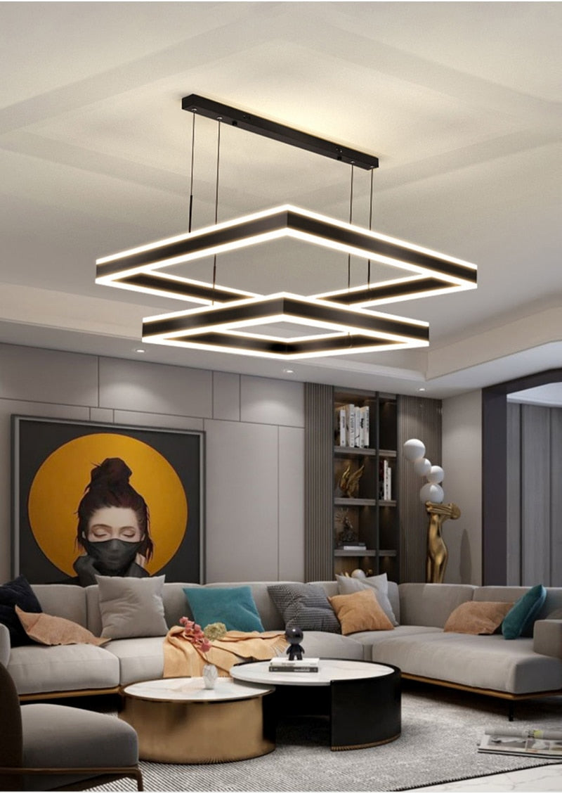 YLK Kare - Modern led chandelier for living room luxury square design