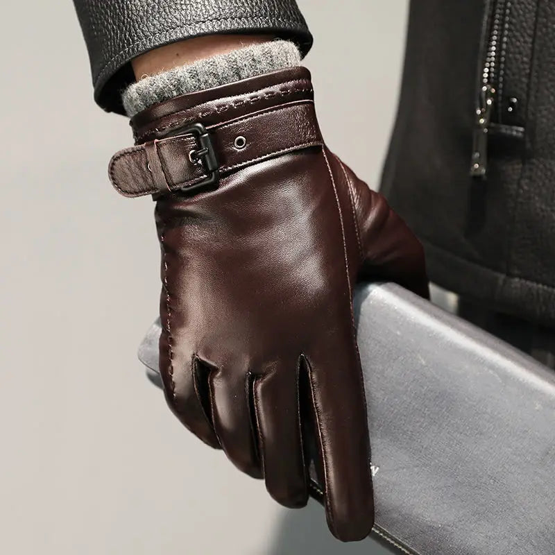 Gants en cuir et cachemire