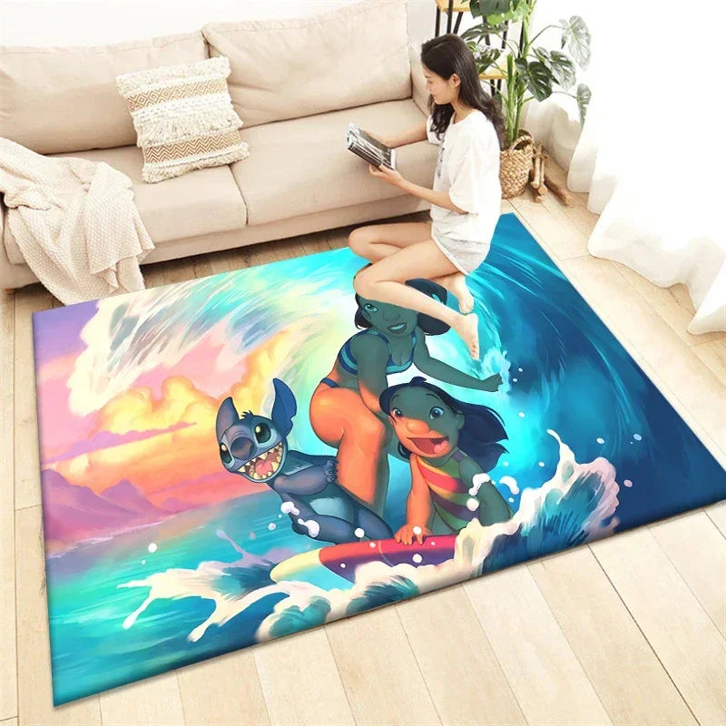 Alfombra de dibujos animados Winnie Stitch – Decoración del hogar acogedora y vibrante