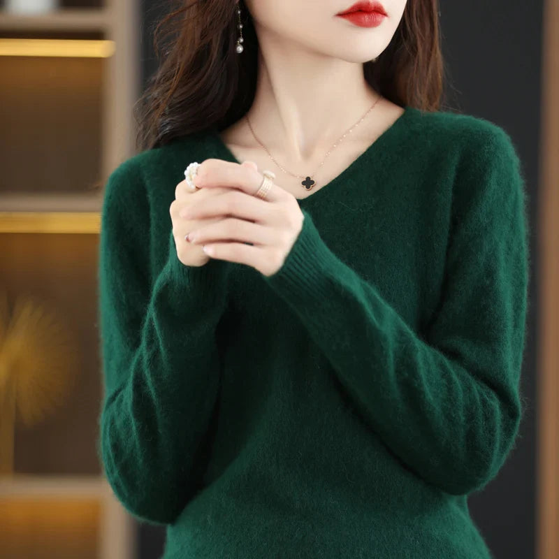 Sarah: Japan-Knit V-Neck Cashmere Sweater