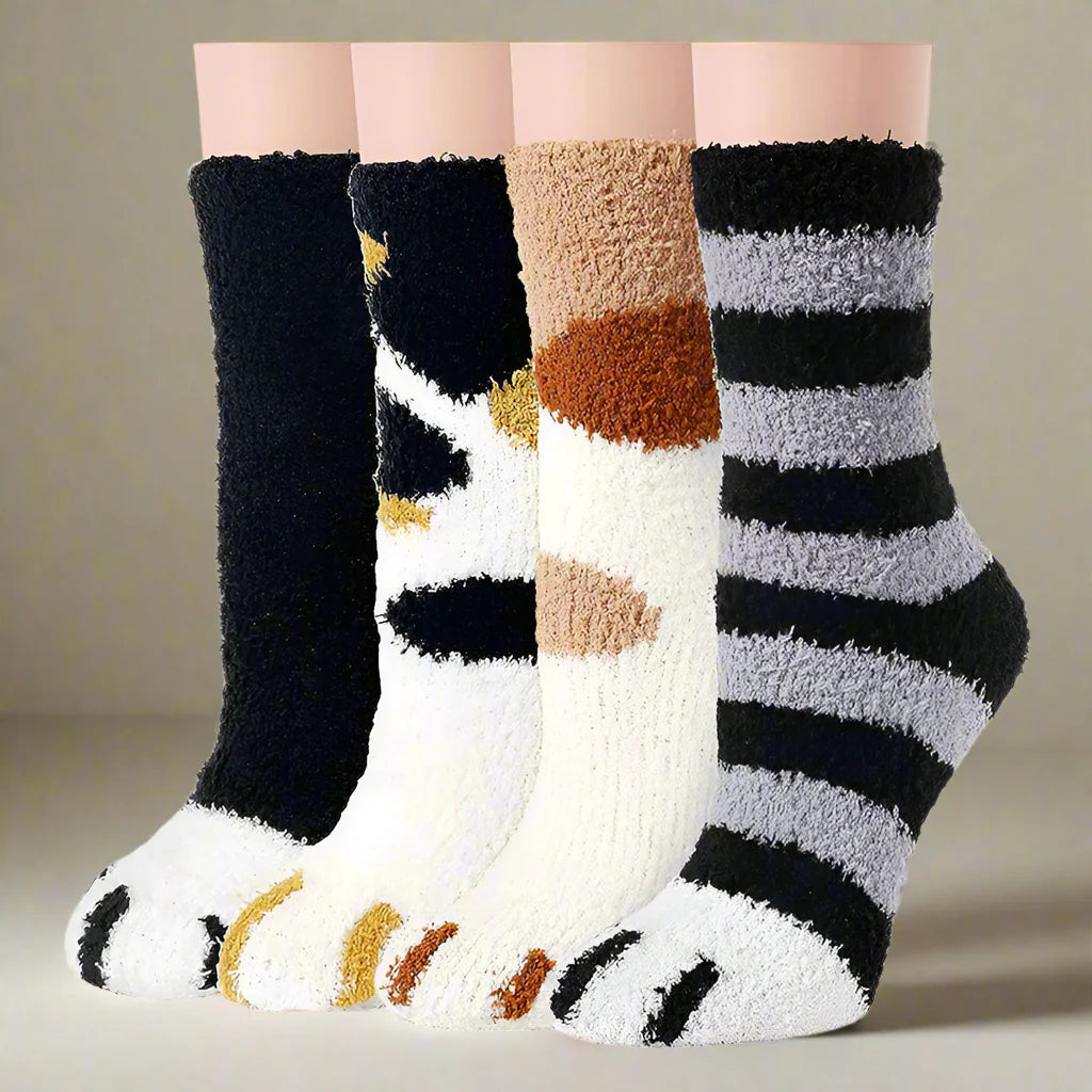 Clara Damen Winter Fuzzy Socken - 4 Paar weiche thermische Haussocken