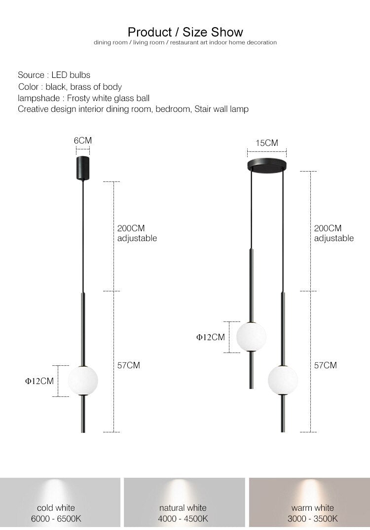 Moole Doon - Nordic eenvoudige glazen bol hanglampen