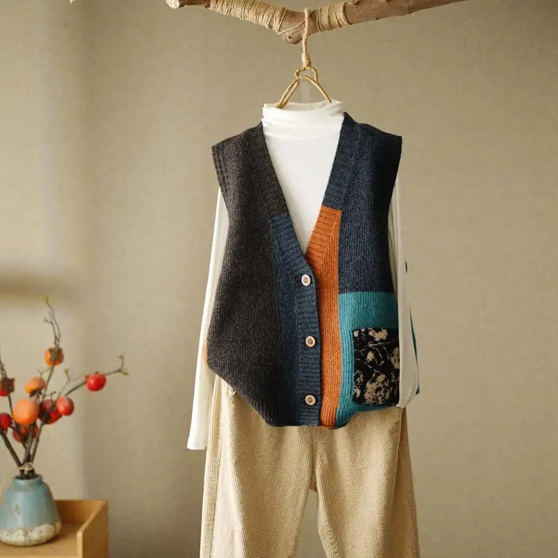 Winnie Retro Knitted Vest – Cozy & Chic Autumn/Winter Sweater Vest