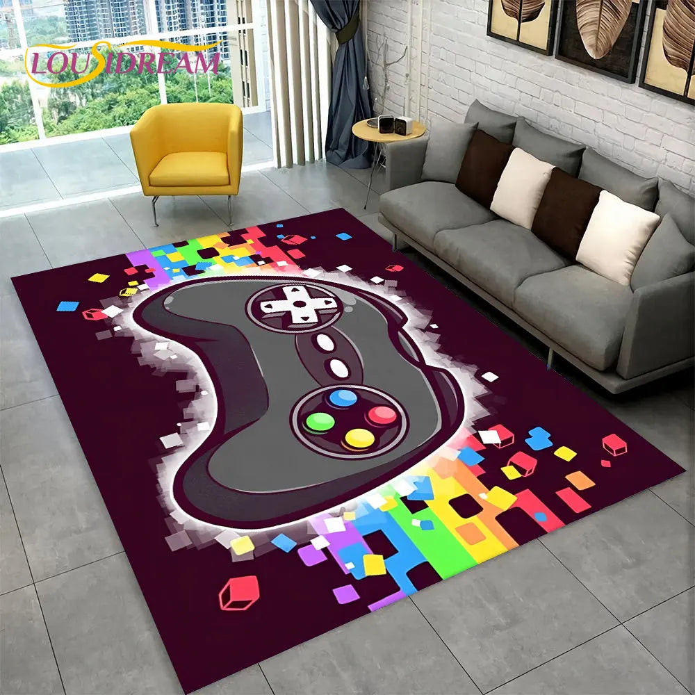 Tapis de jeu Alex 3D Gamer - Grand tapis antidérapant pour enfants et salon