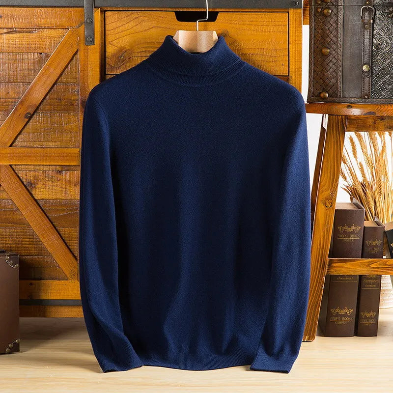 August: 100% Pure Cashmere/Wool Turtleneck Sweater For Men