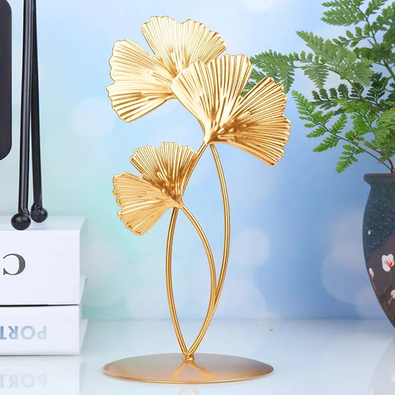 Gold Ginkgo Leaf Iron Sculpture